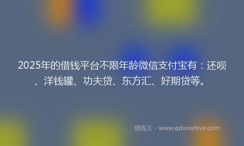 2025年的借钱平台不限年龄微信支付宝有：还呗、洋钱罐、功夫贷、东方汇、好期贷等。
