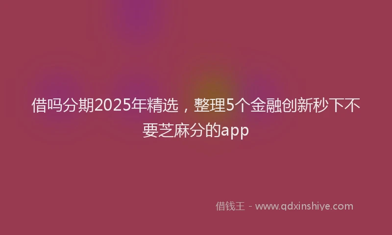 借吗分期2025年精选，整理5个金融创新秒下不要芝麻分的app