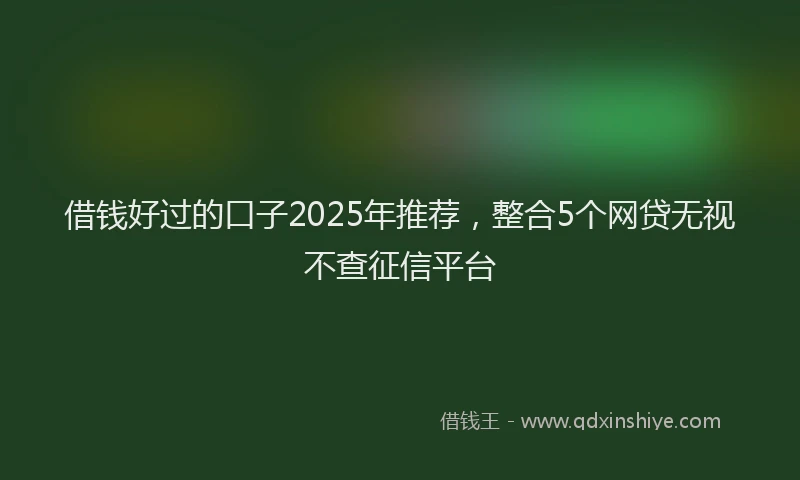 借钱好过的口子2025年推荐，整合5个网贷无视不查征信平台