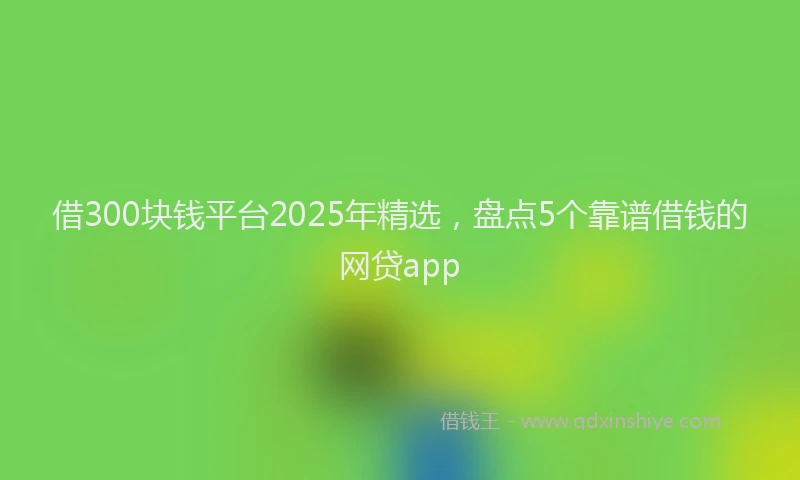 借300块钱平台2025年精选，盘点5个靠谱借钱的网贷app