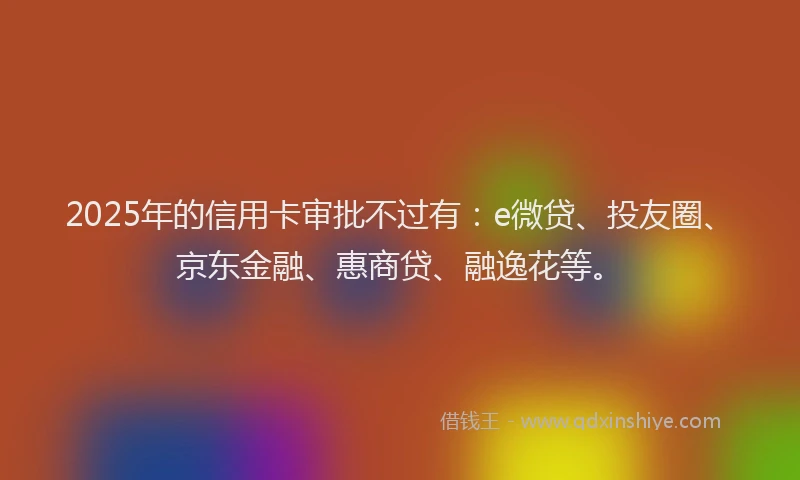 2025年的信用卡审批不过有：e微贷、投友圈、京东金融、惠商贷、融逸花等。