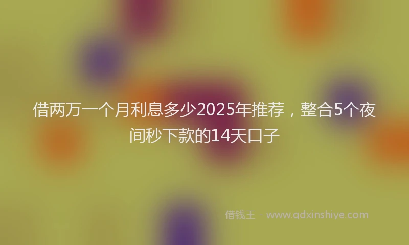 借两万一个月利息多少2025年推荐，整合5个夜间秒下款的14天口子