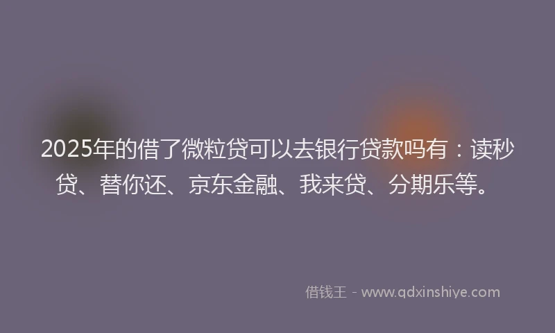 2025年的借了微粒贷可以去银行贷款吗有：读秒贷、替你还、京东金融、我来贷、分期乐等。