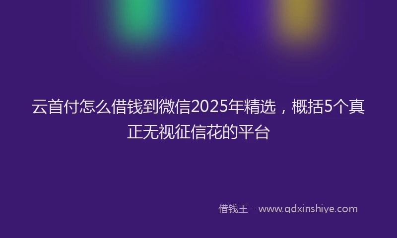 云首付怎么借钱到微信2025年精选，概括5个真正无视征信花的平台