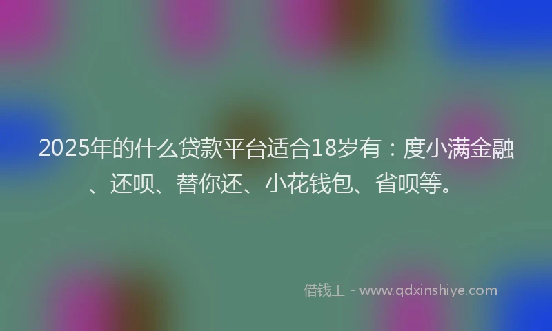2025年的什么贷款平台适合18岁有：度小满金融、还呗、替你还、小花钱包、省呗等。