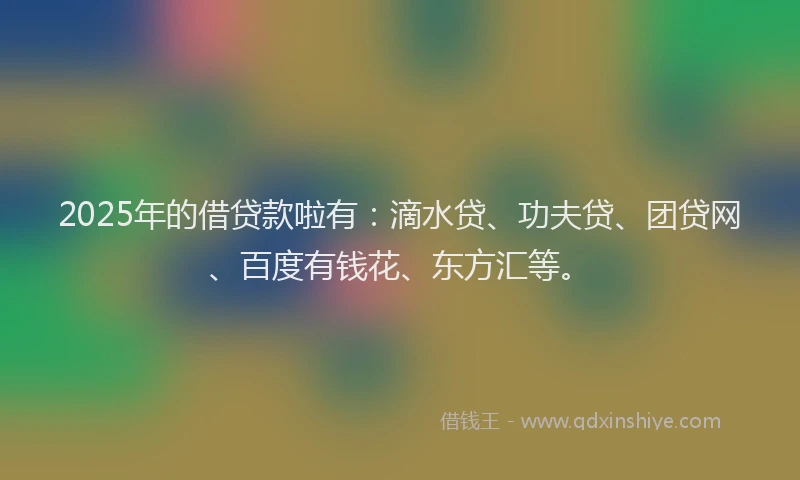 2025年的借贷款啦有：滴水贷、功夫贷、团贷网、百度有钱花、东方汇等。
