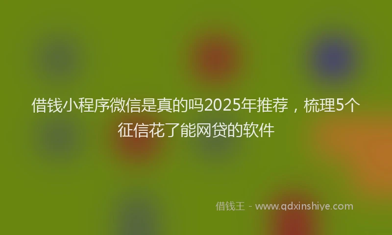借钱小程序微信是真的吗2025年推荐，梳理5个征信花了能网贷的软件