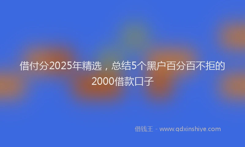 借付分2025年精选，总结5个黑户百分百不拒的2000借款口子