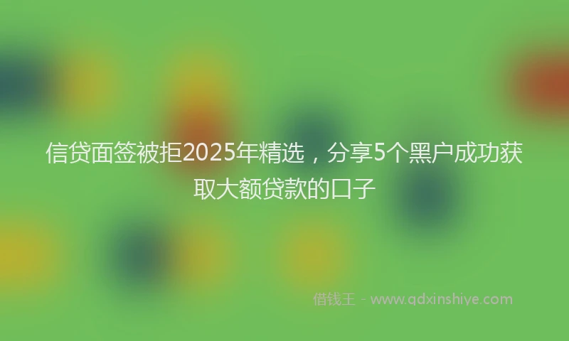 信贷面签被拒2025年精选，分享5个黑户成功获取大额贷款的口子