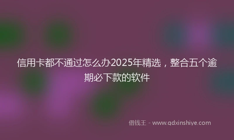 信用卡都不通过怎么办2025年精选，整合五个逾期必下款的软件