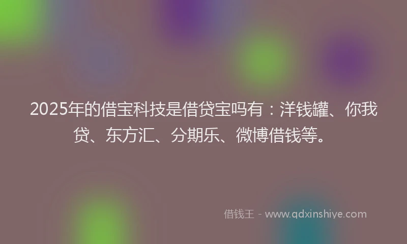 2025年的借宝科技是借贷宝吗有：洋钱罐、你我贷、东方汇、分期乐、微博借钱等。