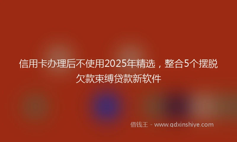 信用卡办理后不使用2025年精选，整合5个摆脱欠款束缚贷款新软件