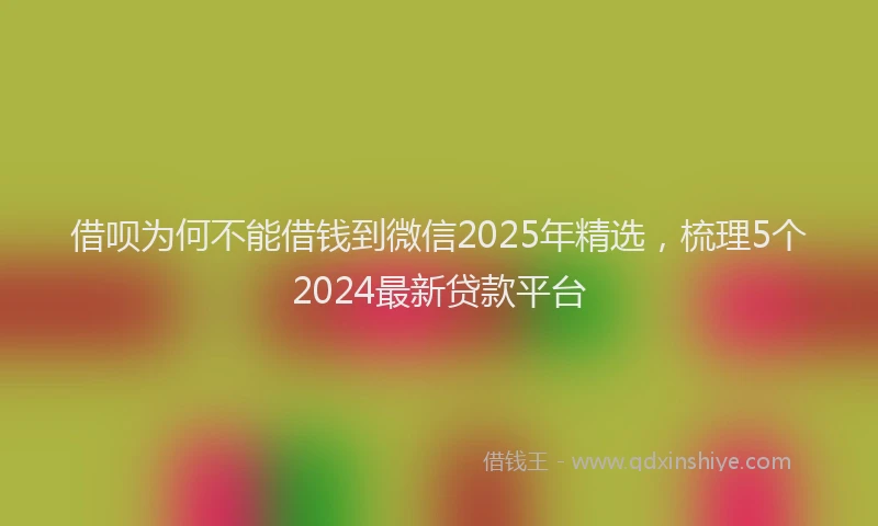 借呗为何不能借钱到微信2025年精选，梳理5个2024最新贷款平台