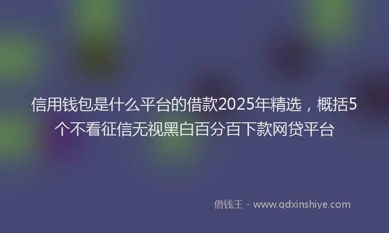 信用钱包是什么平台的借款2025年精选，概括5个不看征信无视黑白百分百下款网贷平台