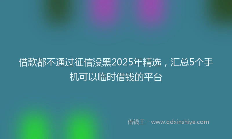 借款都不通过征信没黑2025年精选，汇总5个手机可以临时借钱的平台