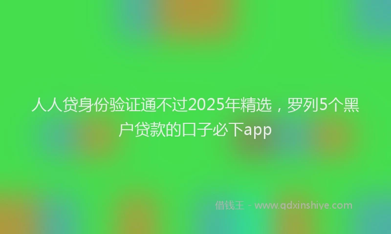 人人贷身份验证通不过2025年精选，罗列5个黑户贷款的口子必下app