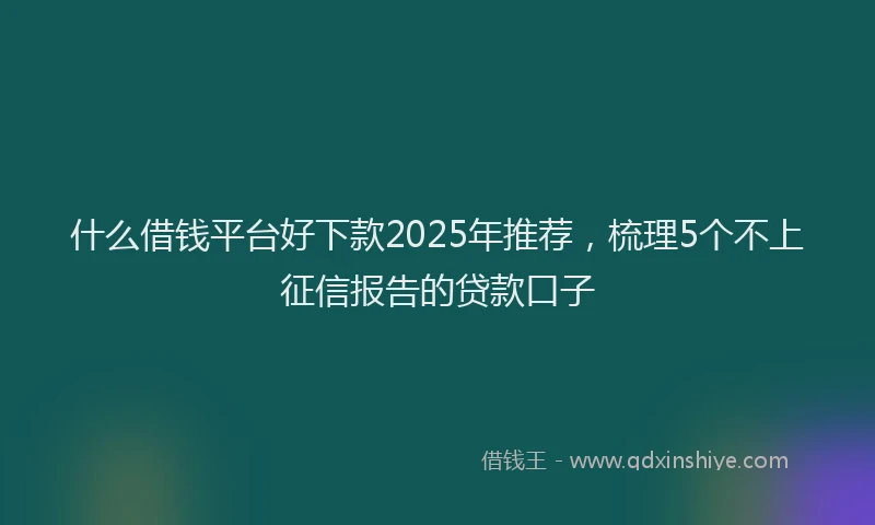 什么借钱平台好下款2025年推荐，梳理5个不上征信报告的贷款口子
