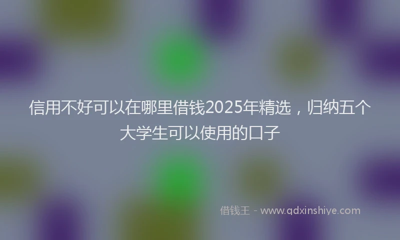 信用不好可以在哪里借钱2025年精选，归纳五个大学生可以使用的口子