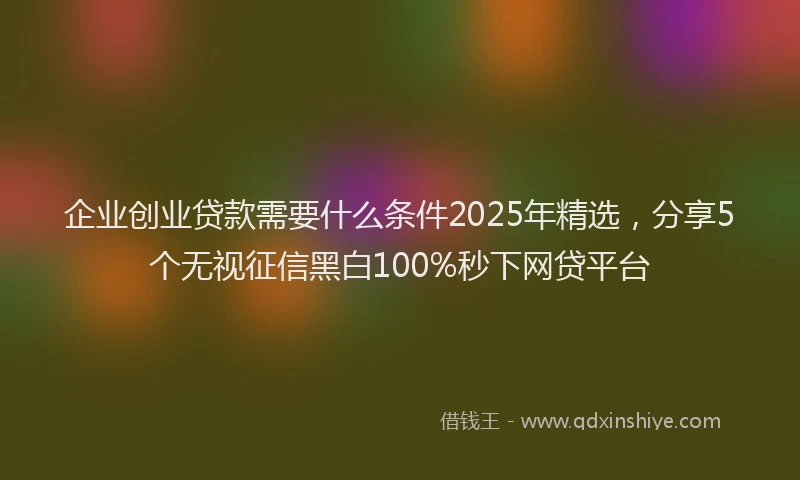 企业创业贷款需要什么条件2025年精选，分享5个无视征信黑白100%秒下网贷平台