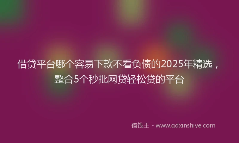 借贷平台哪个容易下款不看负债的2025年精选，整合5个秒批网贷轻松贷的平台