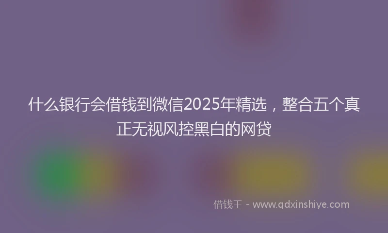 什么银行会借钱到微信2025年精选，整合五个真正无视风控黑白的网贷