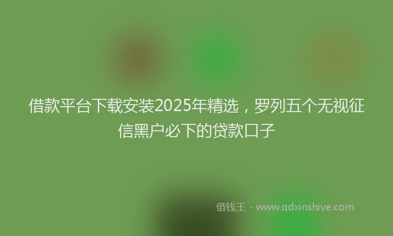 借款平台下载安装2025年精选，罗列五个无视征信黑户必下的贷款口子