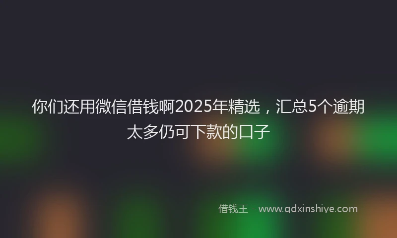 你们还用微信借钱啊2025年精选，汇总5个逾期太多仍可下款的口子