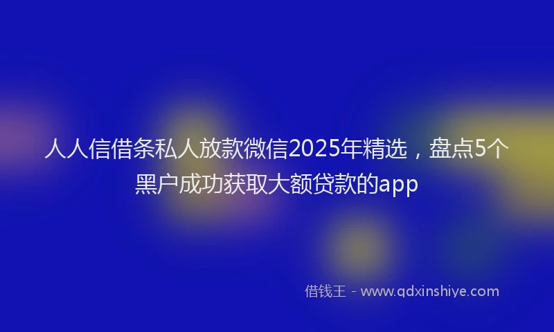 人人信借条私人放款微信2025年精选，盘点5个黑户成功获取大额贷款的app