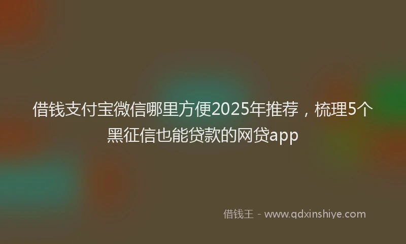 借钱支付宝微信哪里方便2025年推荐，梳理5个黑征信也能贷款的网贷app