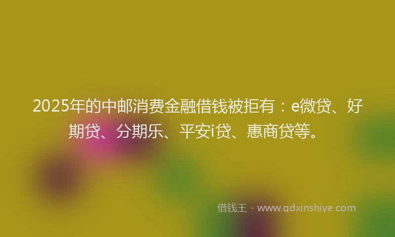 2025年的中邮消费金融借钱被拒有：e微贷、好期贷、分期乐、平安i贷、惠商贷等。
