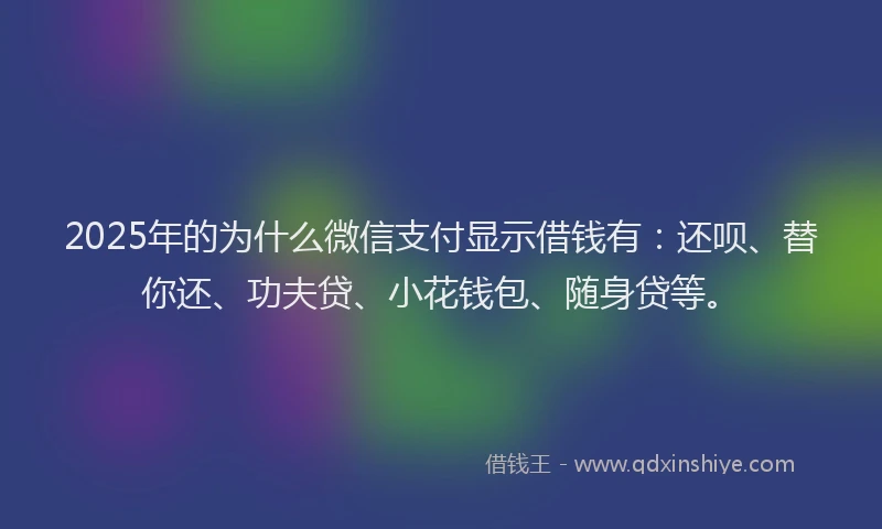 2025年的为什么微信支付显示借钱有：还呗、替你还、功夫贷、小花钱包、随身贷等。