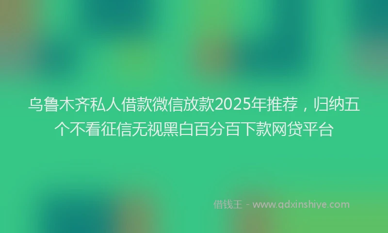 乌鲁木齐私人借款微信放款2025年推荐，归纳五个不看征信无视黑白百分百下款网贷平台