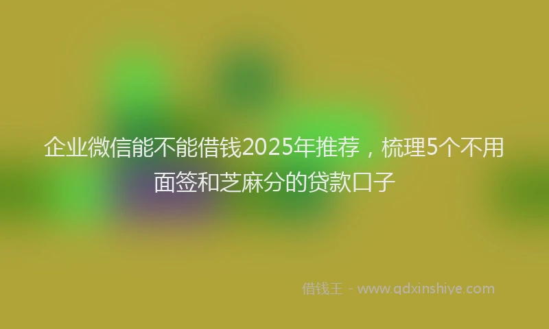 企业微信能不能借钱2025年推荐，梳理5个不用面签和芝麻分的贷款口子