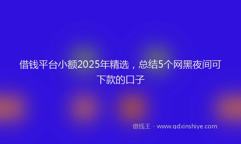 借钱平台小额2025年精选，总结5个网黑夜间可下款的口子