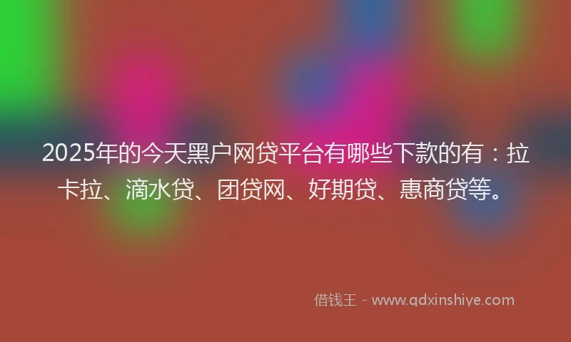2025年的今天黑户网贷平台有哪些下款的有：拉卡拉、滴水贷、团贷网、好期贷、惠商贷等。