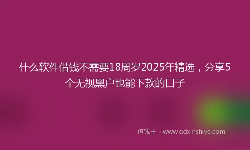 什么软件借钱不需要18周岁2025年精选，分享5个无视黑户也能下款的口子