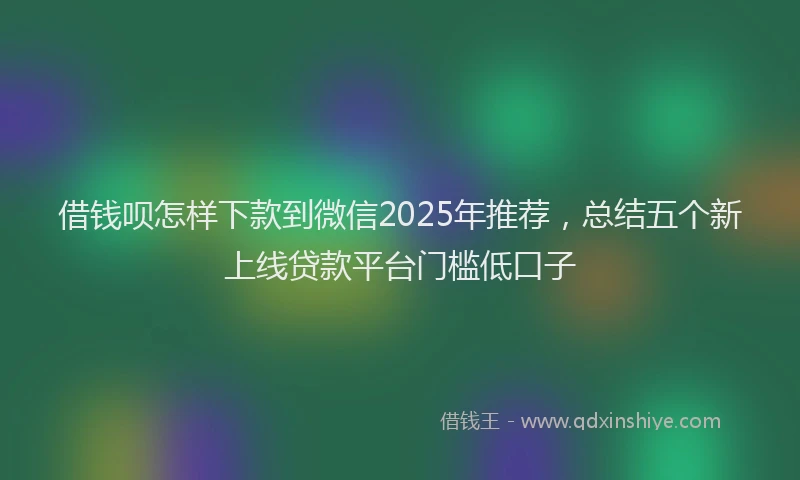 借钱呗怎样下款到微信2025年推荐，总结五个新上线贷款平台门槛低口子