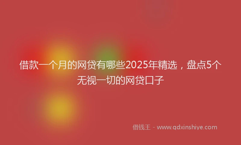 借款一个月的网贷有哪些2025年精选，盘点5个无视一切的网贷口子