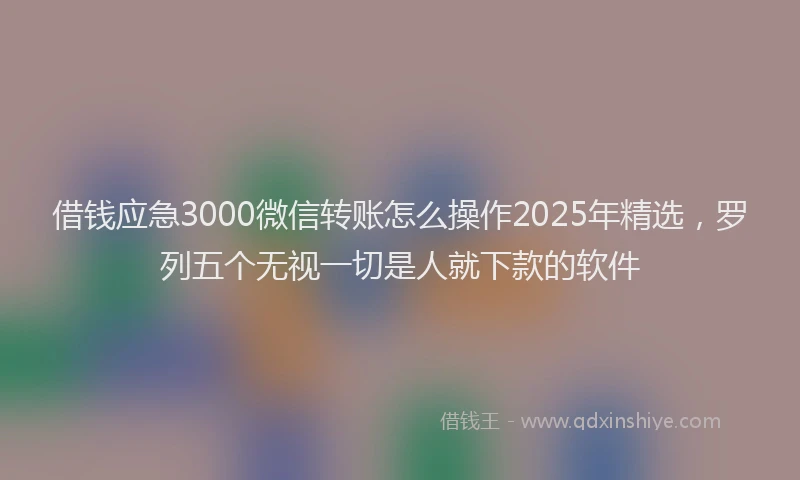 借钱应急3000微信转账怎么操作2025年精选，罗列五个无视一切是人就下款的软件