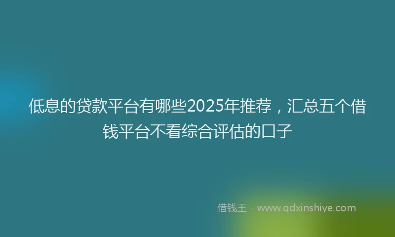低息的贷款平台有哪些2025年推荐，汇总五个借钱平台不看综合评估的口子