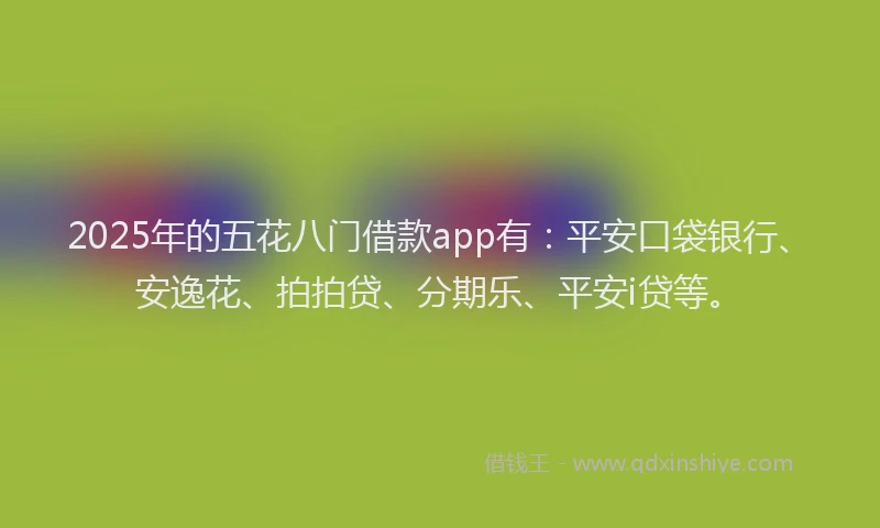 2025年的五花八门借款app有：平安口袋银行、安逸花、拍拍贷、分期乐、平安i贷等。