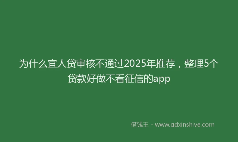 为什么宜人贷审核不通过2025年推荐，整理5个贷款好做不看征信的app