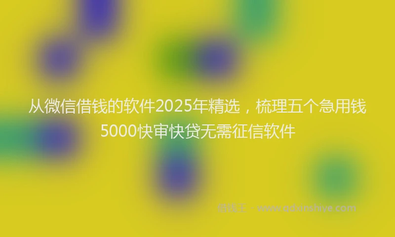 从微信借钱的软件2025年精选，梳理五个急用钱5000快审快贷无需征信软件