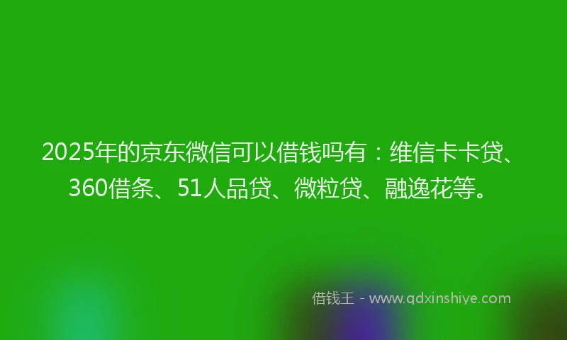 2025年的京东微信可以借钱吗有：维信卡卡贷、360借条、51人品贷、微粒贷、融逸花等。