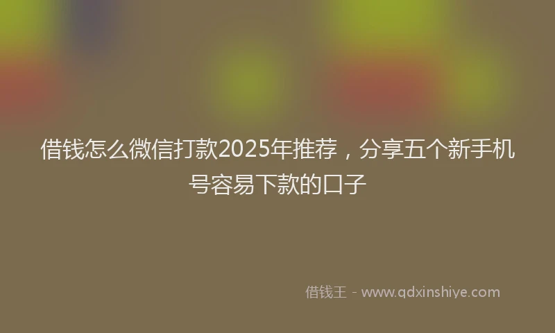 借钱怎么微信打款2025年推荐，分享五个新手机号容易下款的口子