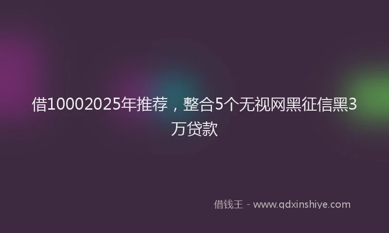 借10002025年推荐，整合5个无视网黑征信黑3万贷款