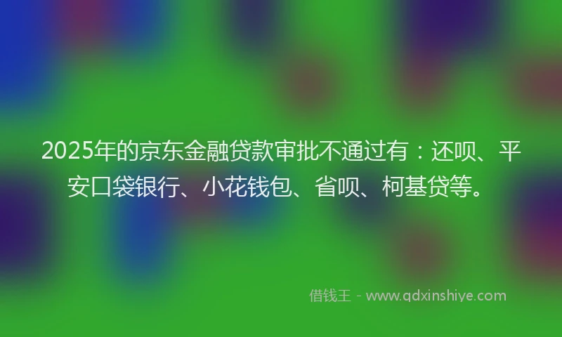 2025年的京东金融贷款审批不通过有：还呗、平安口袋银行、小花钱包、省呗、柯基贷等。