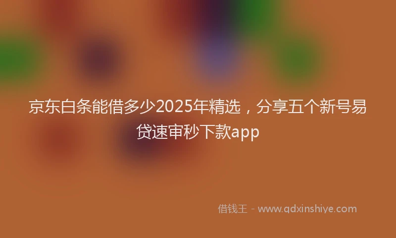 京东白条能借多少2025年精选，分享五个新号易贷速审秒下款app