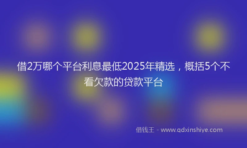 借2万哪个平台利息最低2025年精选，概括5个不看欠款的贷款平台