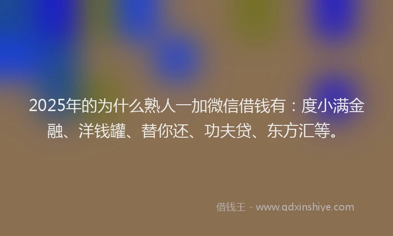 2025年的为什么熟人一加微信借钱有：度小满金融、洋钱罐、替你还、功夫贷、东方汇等。